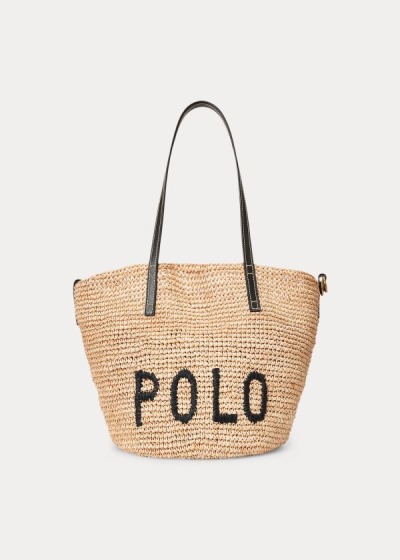 Bolsos De Mano Polo Ralph Lauren Mujer Marrom Claro - Raffia Medium - REPSB6048